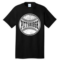 Vintage Pittsburgh Cityscape Baseball Lover Player And Fans Tall T-Shirt