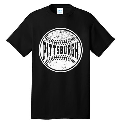 Vintage Pittsburgh Cityscape Baseball Lover Player And Fans Tall T-Shirt