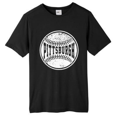 Vintage Pittsburgh Cityscape Baseball Lover Player And Fans Tall Fusion ChromaSoft Performance T-Shirt