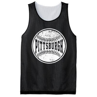 Vintage Pittsburgh Cityscape Baseball Lover Player And Fans Mesh Reversible Basketball Jersey Tank