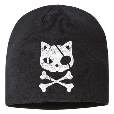 Vintage Pirate Cat Kitten Halloween Skull Cross Bones Sustainable Beanie