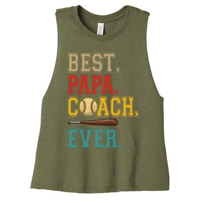 Vintage Papa Coach Ever Costume Baseball Player Coach Women's Racerback Cropped Tank