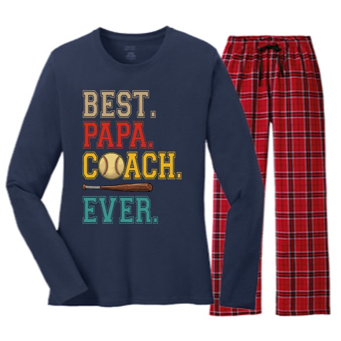 Vintage Papa Coach Ever Costume Baseball Player Coach Women's Long Sleeve Flannel Pajama Set 