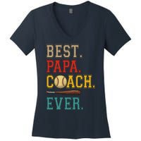 Vintage Papa Coach Ever Costume Baseball Player Coach Women's V-Neck T-Shirt