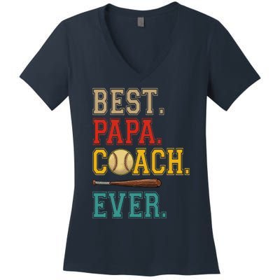 Vintage Papa Coach Ever Costume Baseball Player Coach Women's V-Neck T-Shirt