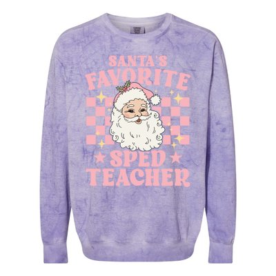 Vintage Pink Christmas Santas Favorite Sped Teacher Cute Gift Colorblast Crewneck Sweatshirt