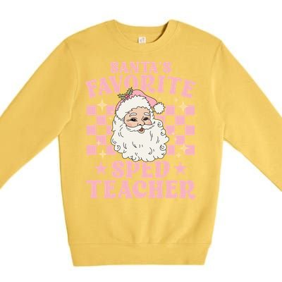 Vintage Pink Christmas Santas Favorite Sped Teacher Cute Gift Premium Crewneck Sweatshirt