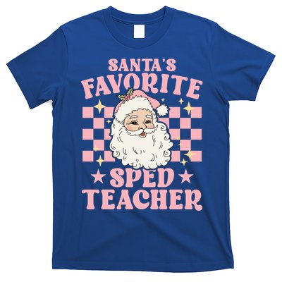 Vintage Pink Christmas Santas Favorite Sped Teacher Cute Gift T-Shirt