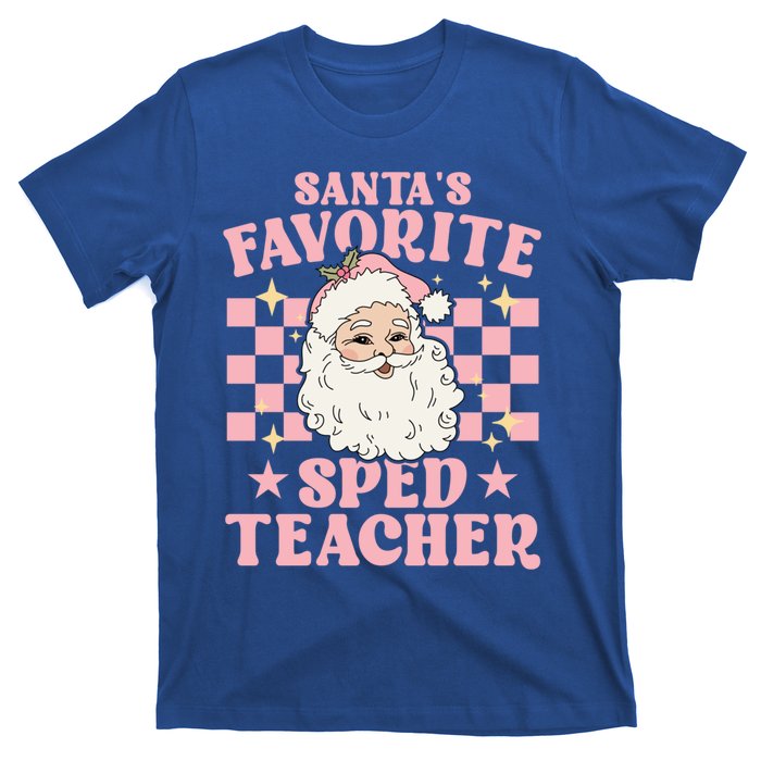 Vintage Pink Christmas Santas Favorite Sped Teacher Cute Gift T-Shirt