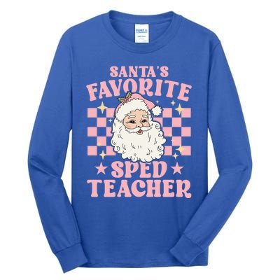 Vintage Pink Christmas Santas Favorite Sped Teacher Cute Gift Tall Long Sleeve T-Shirt