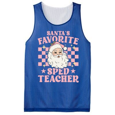 Vintage Pink Christmas Santas Favorite Sped Teacher Cute Gift Mesh Reversible Basketball Jersey Tank