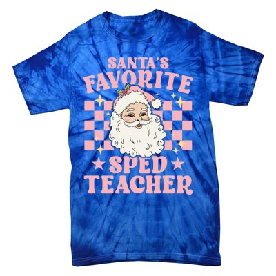 Vintage Pink Christmas Santas Favorite Sped Teacher Cute Gift Tie-Dye T-Shirt