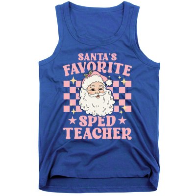 Vintage Pink Christmas Santas Favorite Sped Teacher Cute Gift Tank Top