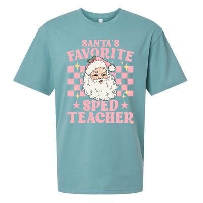 Vintage Pink Christmas Santas Favorite Sped Teacher Cute Gift Sueded Cloud Jersey T-Shirt