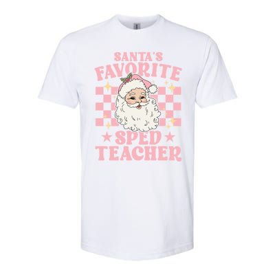 Vintage Pink Christmas Santas Favorite Sped Teacher Cute Gift Softstyle CVC T-Shirt