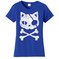 Vintage Pirate Cat Kitten Halloween Skull Cross Bones Women's T-Shirt