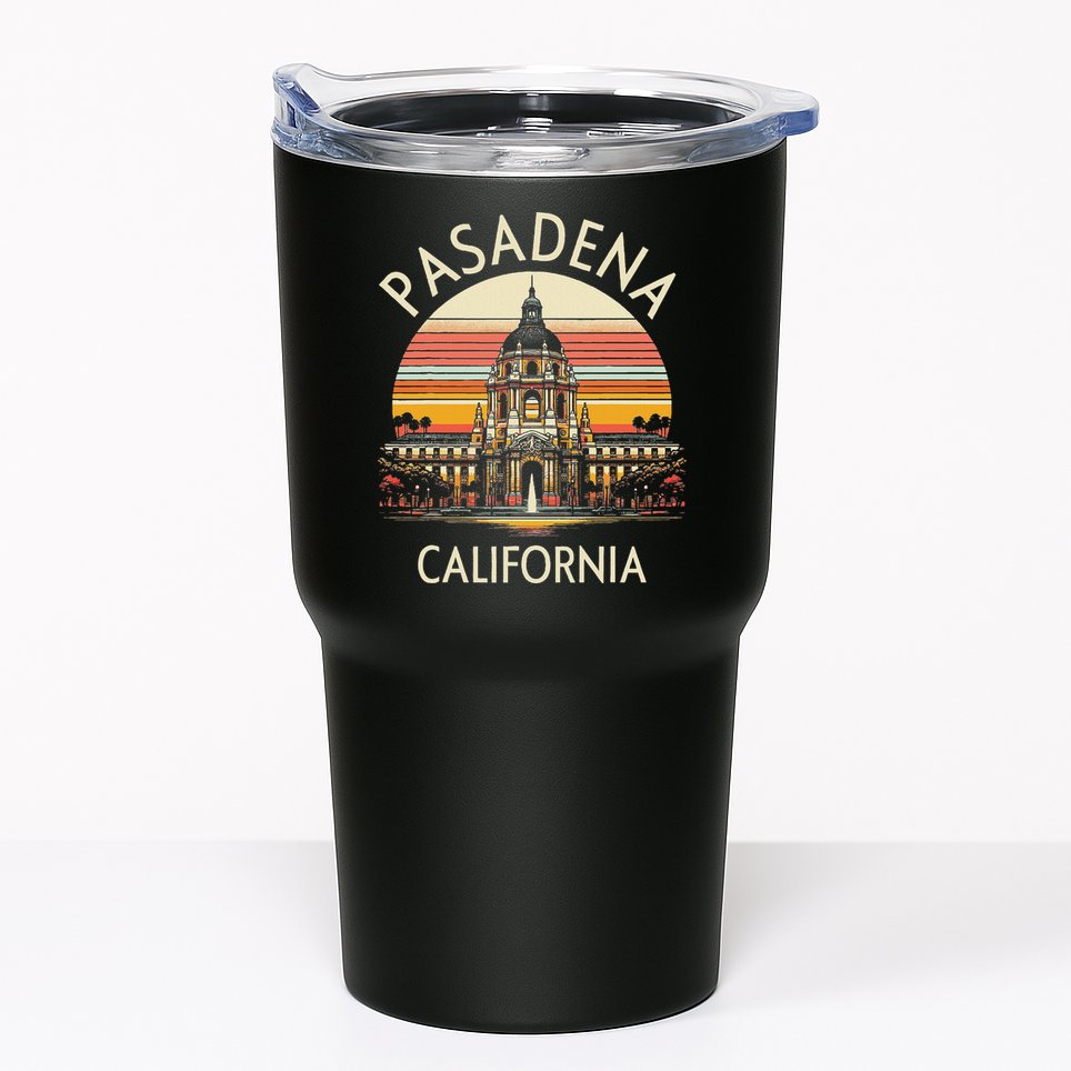Vintage Pasadena Ca Retro Sunset City Hall Souvenir Tumbler