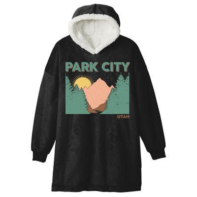 Vintage Park City Utah Mountain Forest Hooded Wearable Blanket