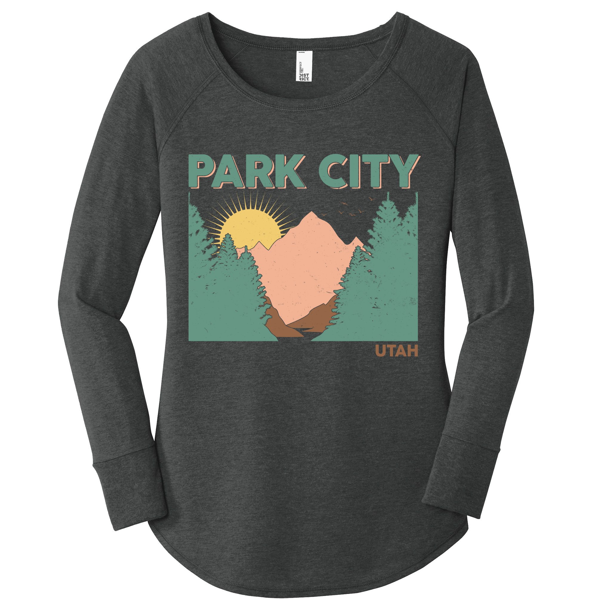 Vintage Park City Utah Mountain Forest Women's Perfect Tri Tunic Long Sleeve Shirt