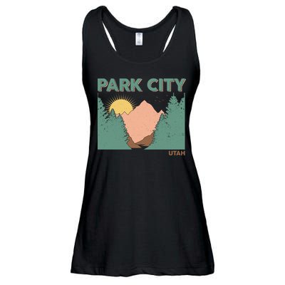 Vintage Park City Utah Mountain Forest Ladies Essential Flowy Tank