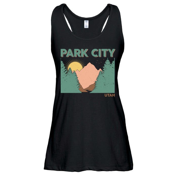 Vintage Park City Utah Mountain Forest Ladies Essential Flowy Tank