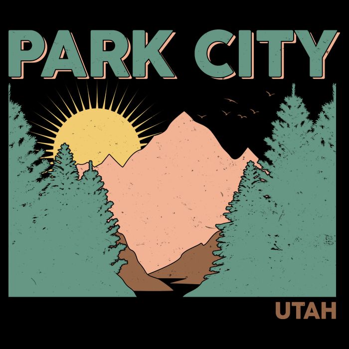 Vintage Park City Utah Mountain Forest Ladies Essential Flowy Tank