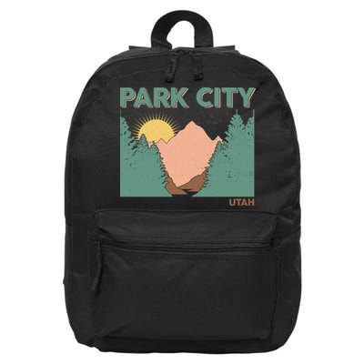 Vintage Park City Utah Mountain Forest 16 in Basic Backpack