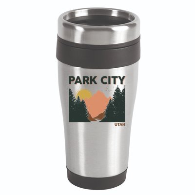 Vintage Park City Utah Mountain Forest 16oz Travel Tumbler