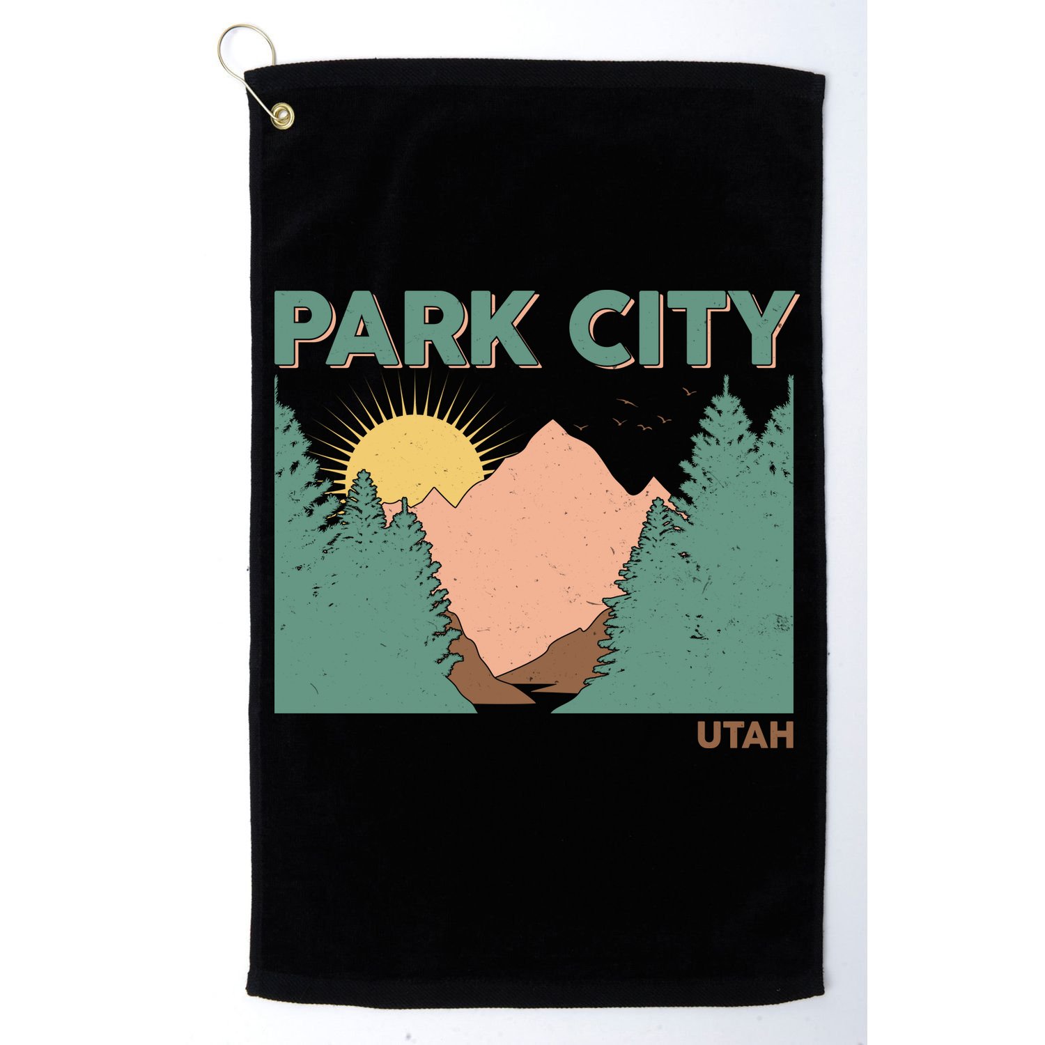 Vintage Park City Utah Mountain Forest Golf Towel