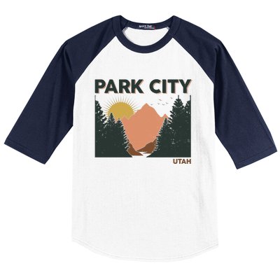 Vintage Park City Utah Mountain Forest Baseball Sleeve Shirt