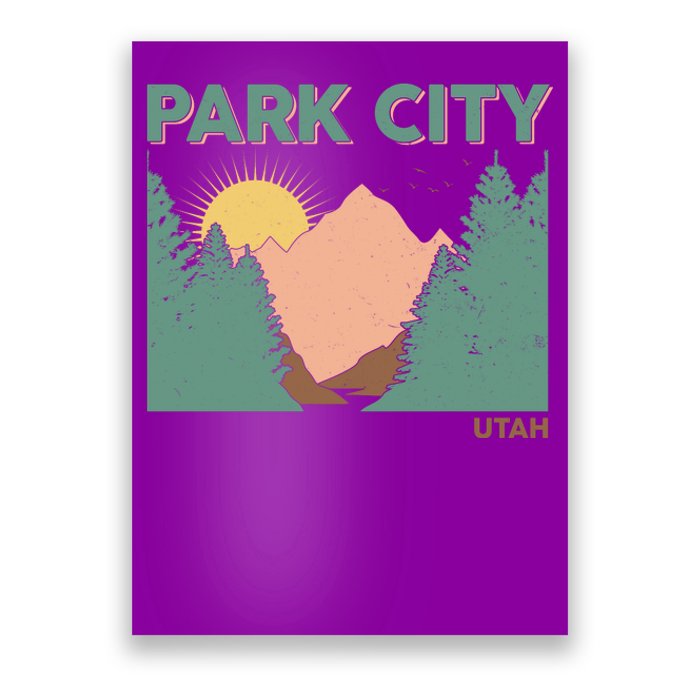 Vintage Park City Utah Mountain Forest Poster