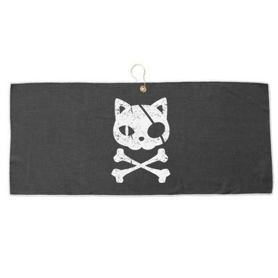 Vintage Pirate Cat Kitten Halloween Skull Cross Bones Large Microfiber Waffle Golf Towel