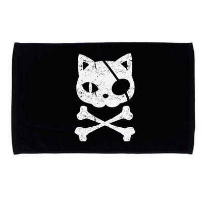 Vintage Pirate Cat Kitten Halloween Skull Cross Bones Microfiber Hand Towel