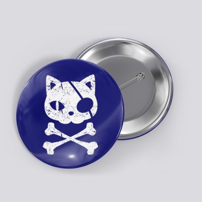 Vintage Pirate Cat Kitten Halloween Skull Cross Bones Button