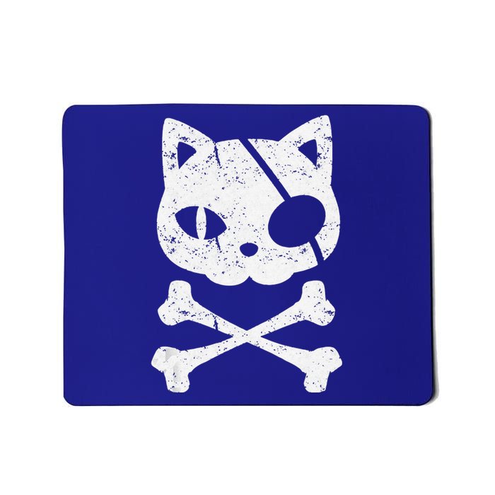 Vintage Pirate Cat Kitten Halloween Skull Cross Bones Mousepad