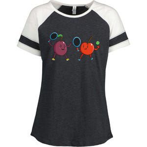 Veggie Power Cherry Tennis Plum Tennis Funny Cherry Gift Enza Ladies Jersey Colorblock Tee