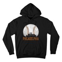 Vintage Philadelphia Cityscape Baseball Lover Player Fans Hoodie