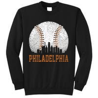 Vintage Philadelphia Cityscape Baseball Lover Player Fans Sweatshirt