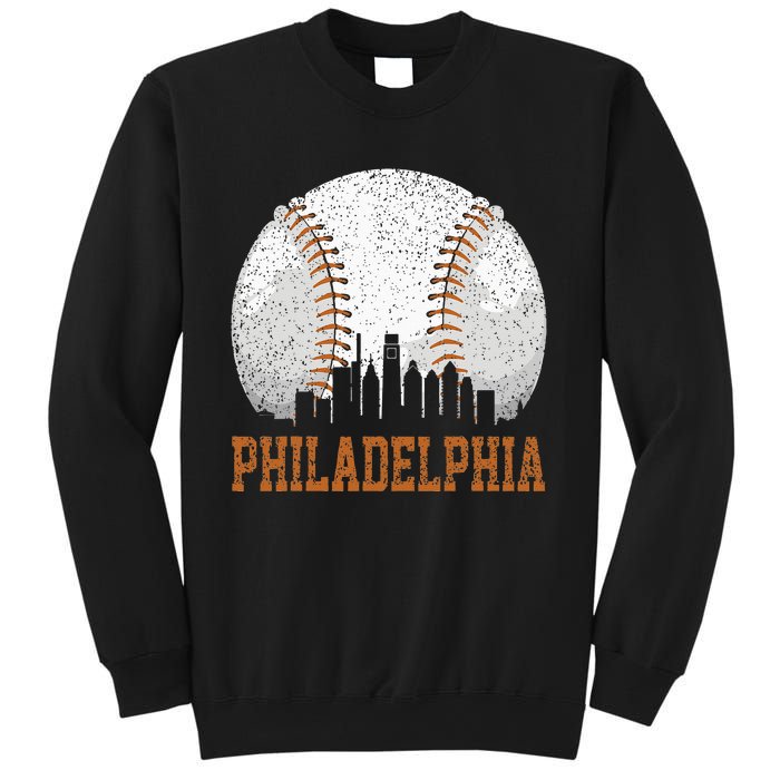 Vintage Philadelphia Cityscape Baseball Lover Player Fans Sweatshirt