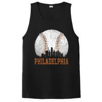 Vintage Philadelphia Cityscape Baseball Lover Player Fans PosiCharge Competitor Tank