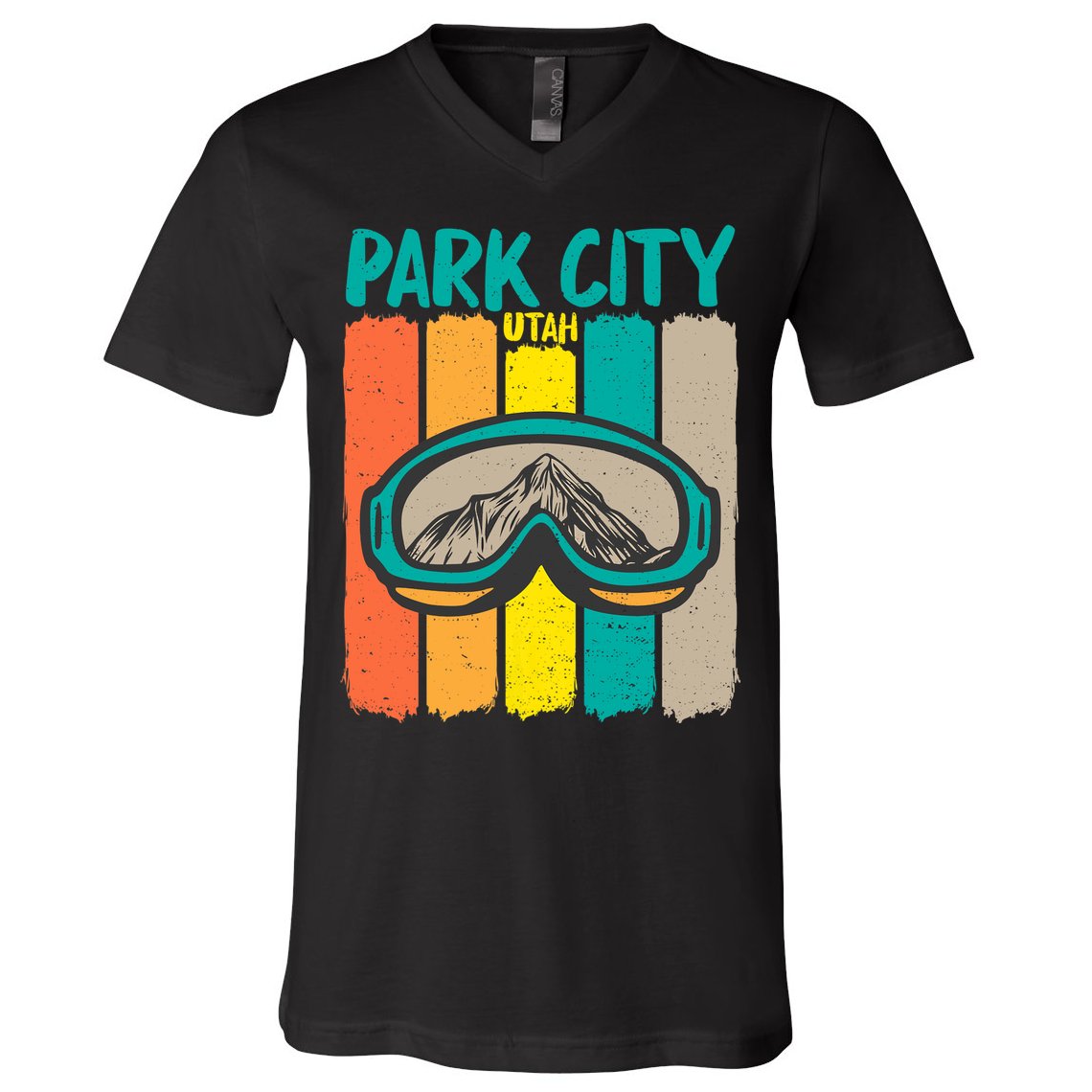 Vintage Park City Utah Skiing Snowboarding Premium V-Neck T-Shirt