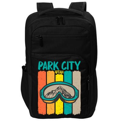 Vintage Park City Utah Skiing Snowboarding Premium Impact Tech Backpack