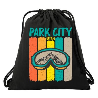 Vintage Park City Utah Skiing Snowboarding Premium Drawstring Bag