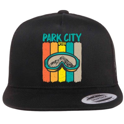 Vintage Park City Utah Skiing Snowboarding Premium Flatbill Hat