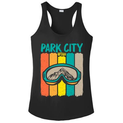 Vintage Park City Utah Skiing Snowboarding Premium Ladies PosiCharge Competitor Racerback Tank