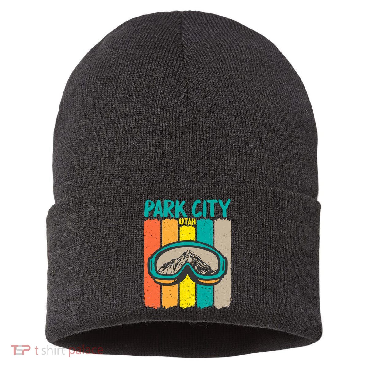 Vintage Park City Utah Skiing Snowboarding Premium Sustainable Knit Beanie
