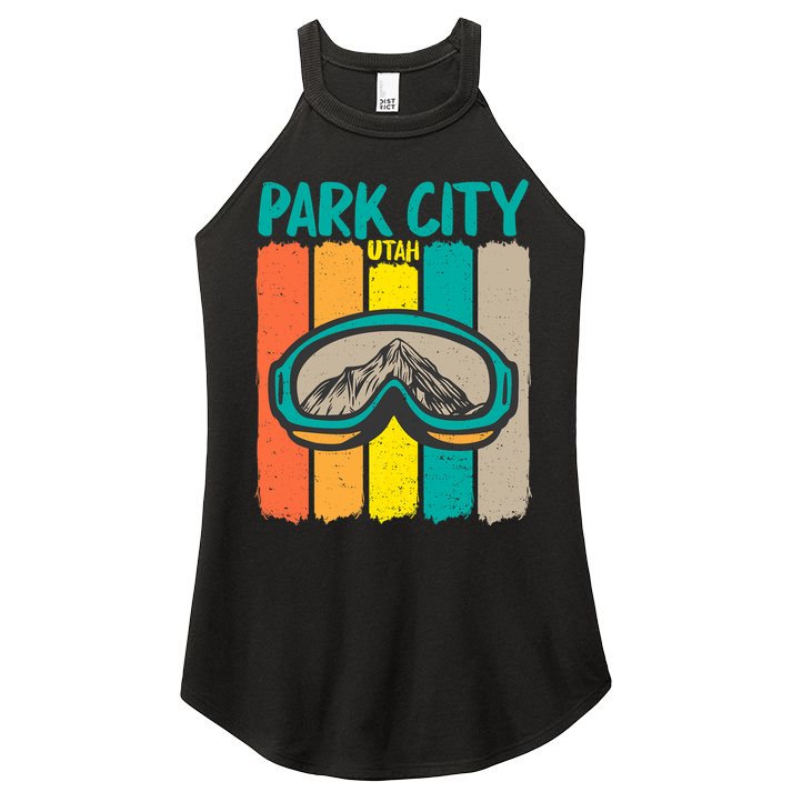 Vintage Park City Utah Skiing Snowboarding Premium Women's Perfect Tri Rocker Tank