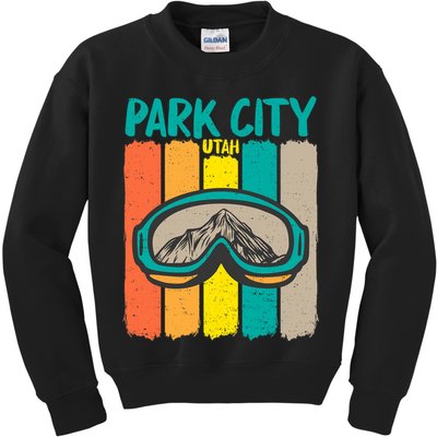 Vintage Park City Utah Skiing Snowboarding Premium Kids Sweatshirt
