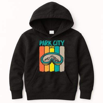 Vintage Park City Utah Skiing Snowboarding Premium Kids Hoodie