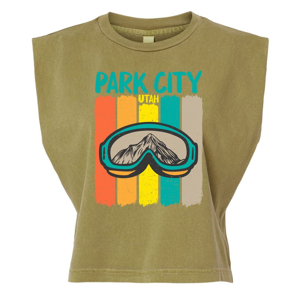 Vintage Park City Utah Skiing Snowboarding Premium Garment-Dyed Women's Muscle Tee